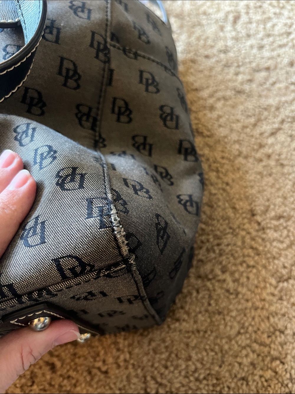 Dooney & Bourke Brown Logo Shoulder Tote with Black Trim - Picture 10 of 13